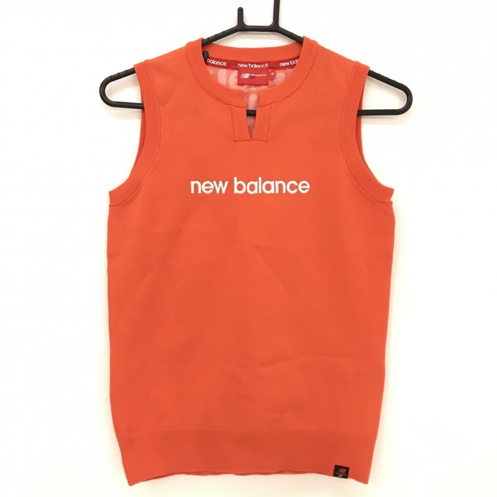 超美品】ニューバランスゴルフ ニットベスト オレンジ ロゴ白