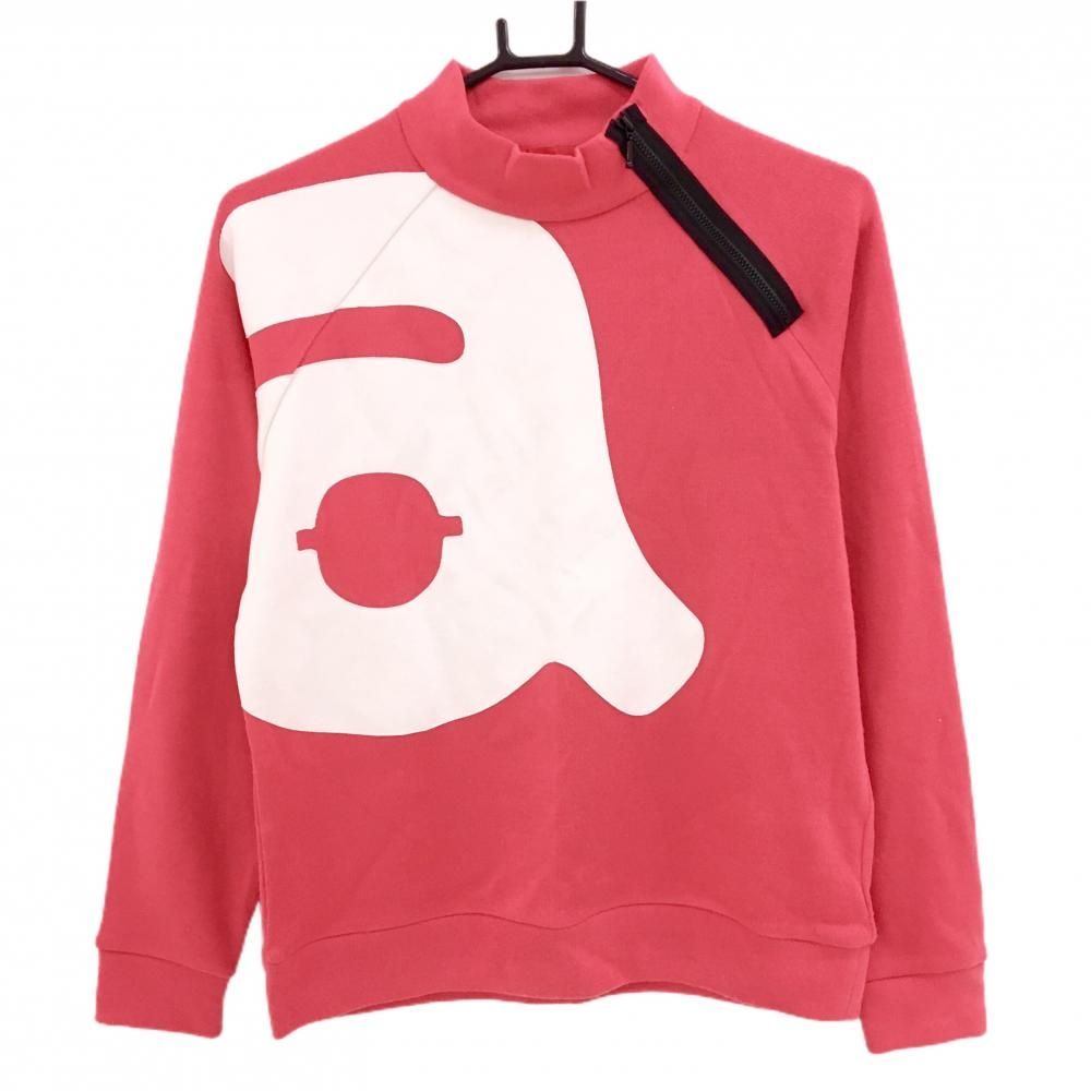 美品】アルチビオ ハイネックセーター レッド×白 ビッグロゴ 飾り