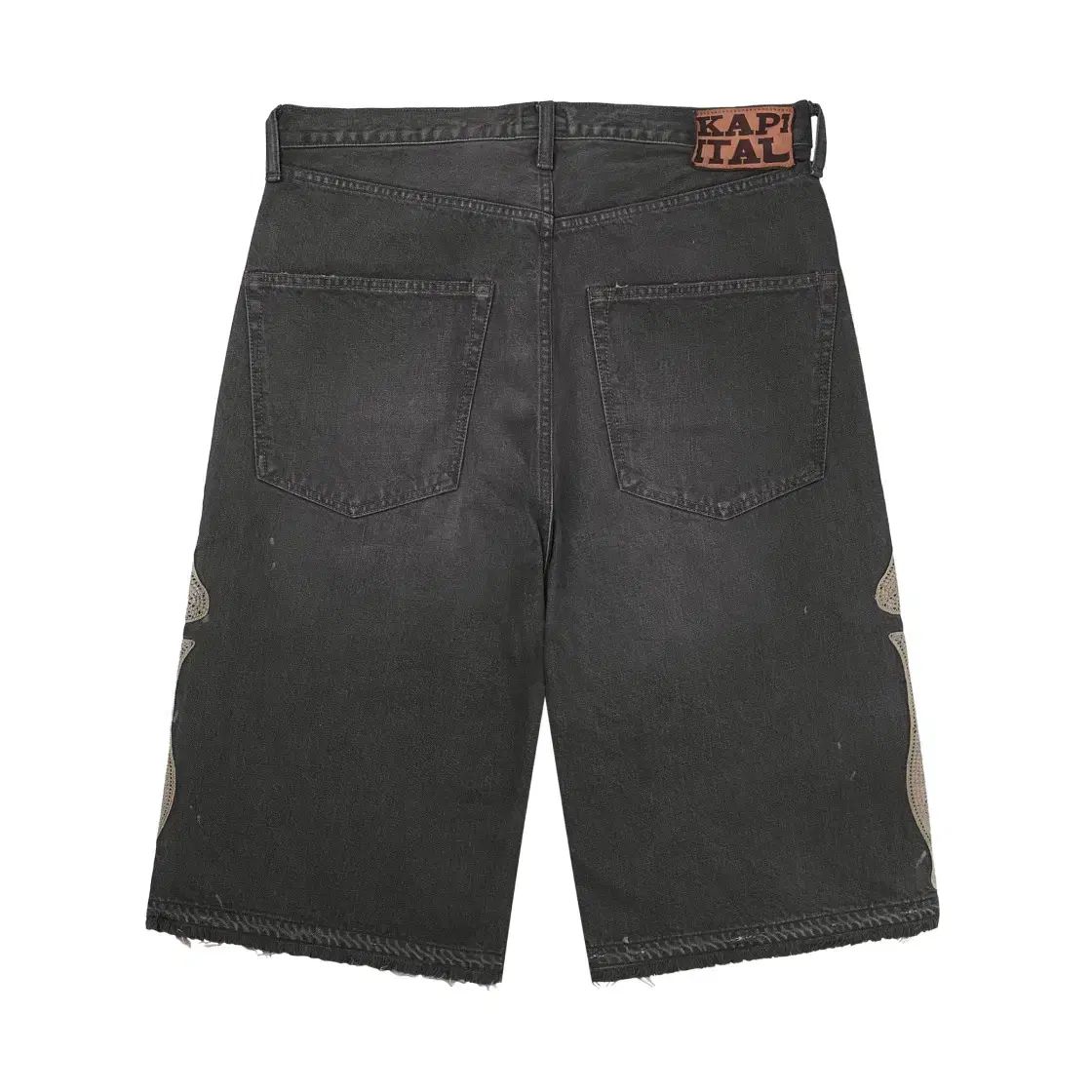 KAPITAL 14オンス デニム 5P 本 刺繍 ショート パンツ ブラック 32