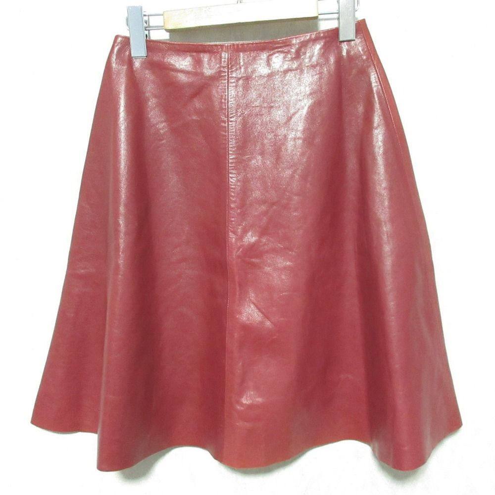 良品 RED VALENTINO レッドヴァレンティノ ラムレザー ひざ丈 フレア