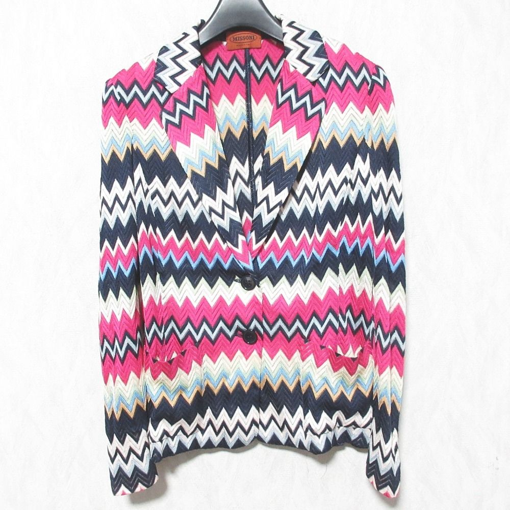 美品 MISSONI ミッソーニ シェブロン ジグザグ ニット ジャケット 42