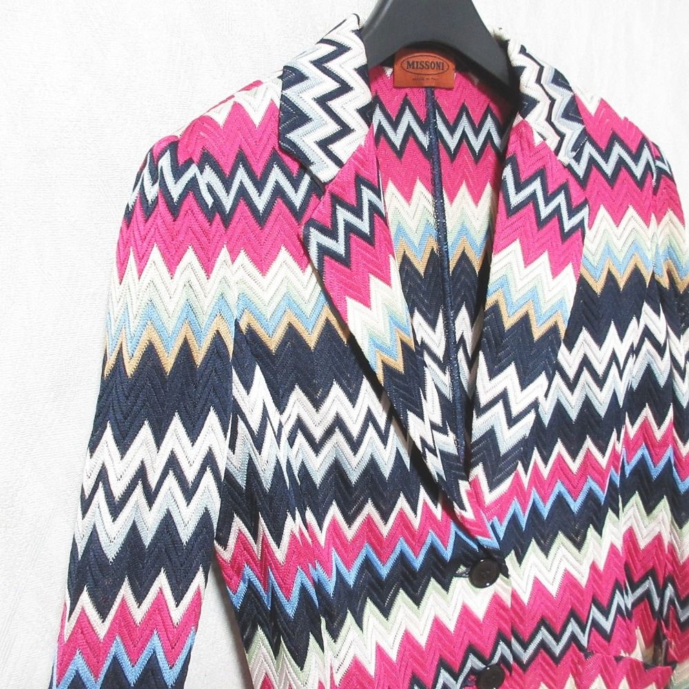 美品 MISSONI ミッソーニ シェブロン ジグザグ ニット ジャケット 42