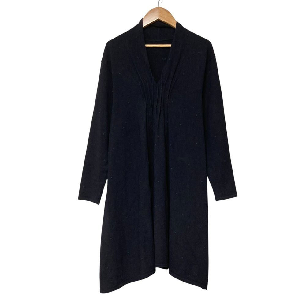 【新品】ヨーガンレール チュニック 黒 刺繍入り 美品 JURGEN LEHL ヨーガンレール ドット刺繍 プリーツ 長袖 ニット