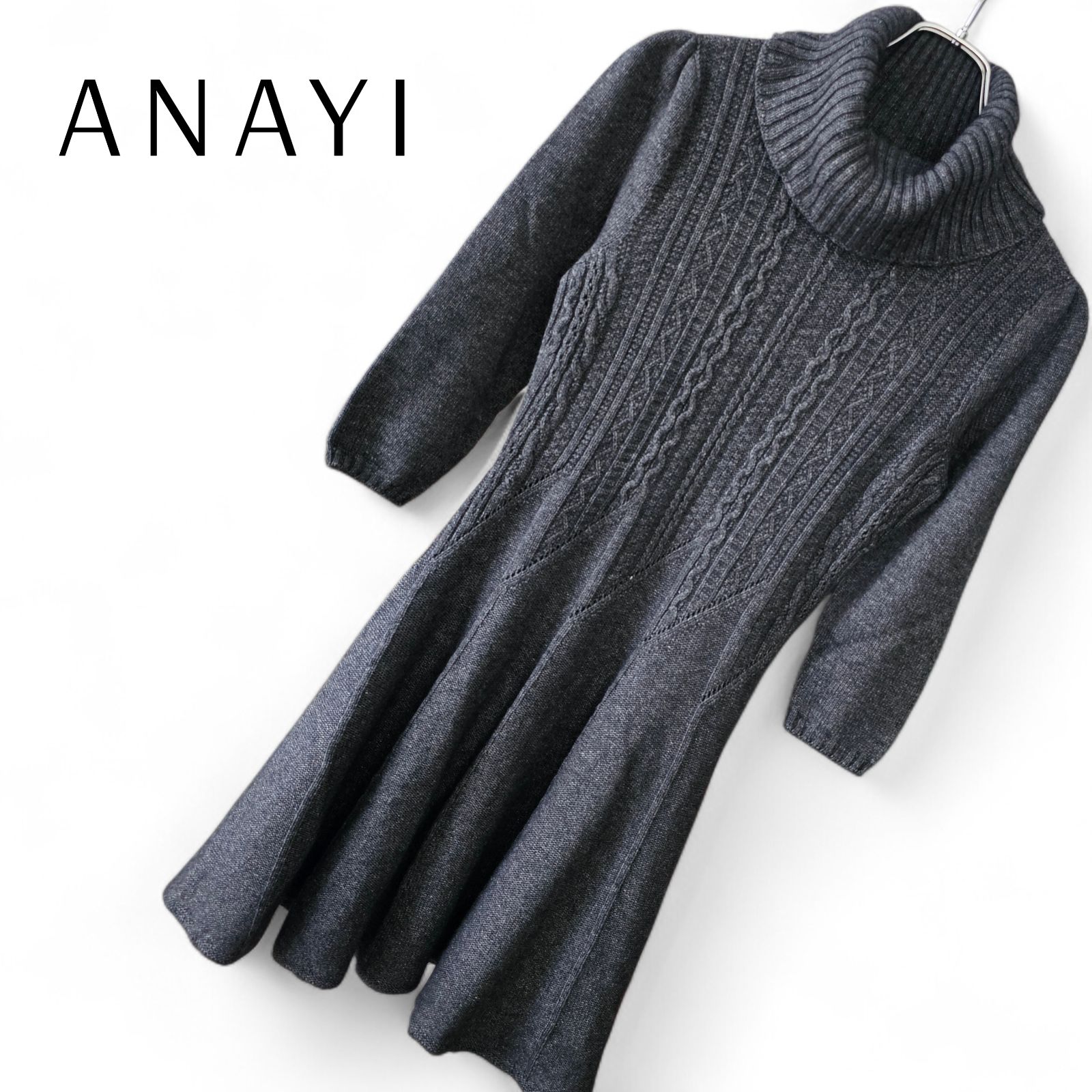 ANAYI ニットワンピース グレー サイズ38 ANAYI アナイ グレー レディース ワンピース ロングワンピース ニット