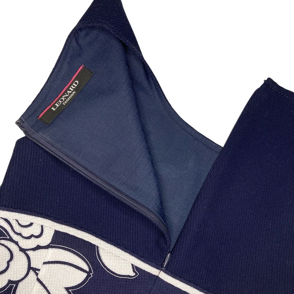 美品 LEONARD レオナール フラワージャガード ノースリーブワンピース