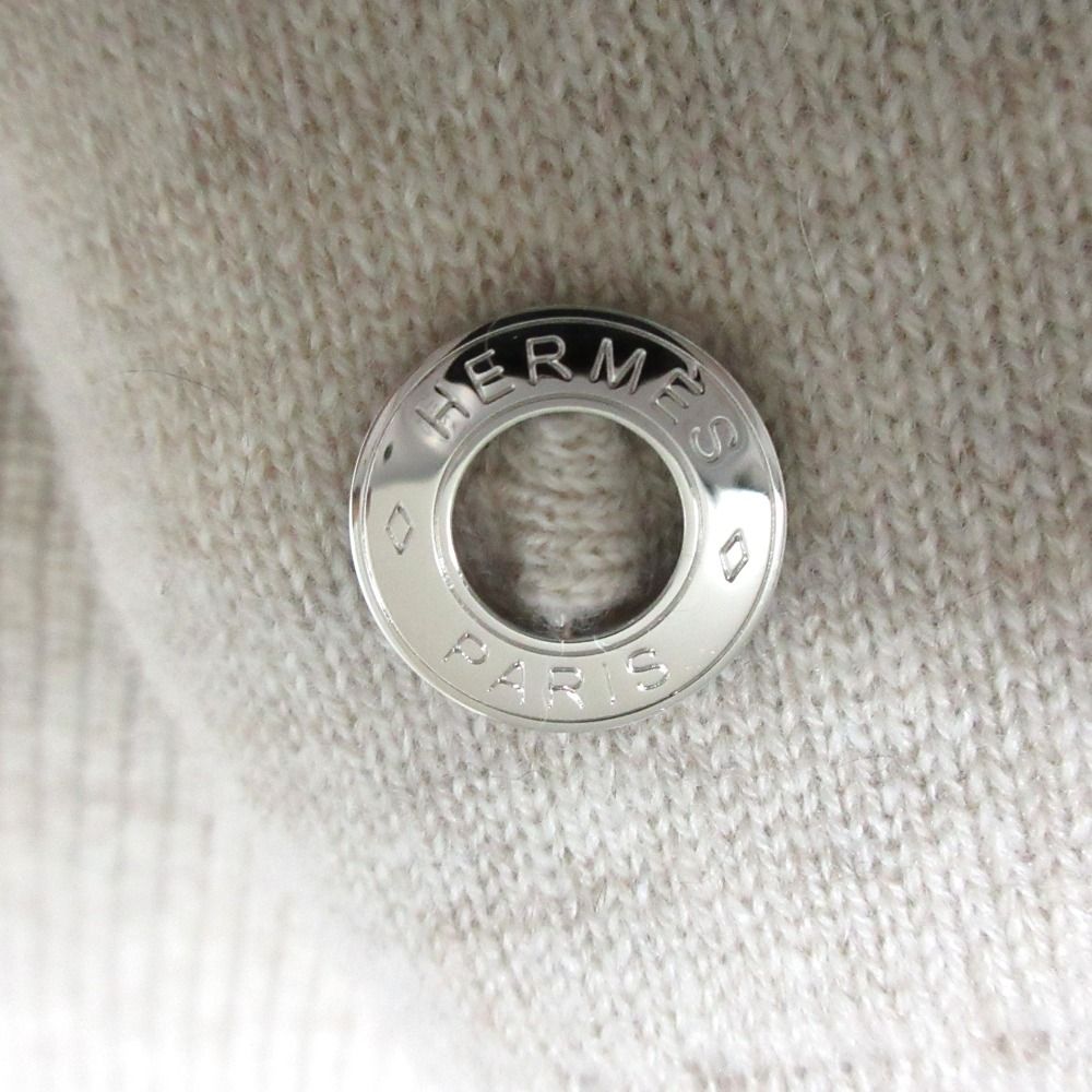 美品 24SS HERMES エルメス カシミヤ サークルロゴ クルーネック 半袖 ニット セーター 38サイズ ベージュ レディース 古着 中古 USED HERMES - 美品 24SS HERMES エルメス カシミヤ サークルロゴ クルー
