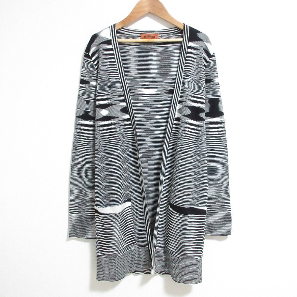 美品 MISSONI ミッソーニ ネイティブ柄 ロングニットカーディガン 40  