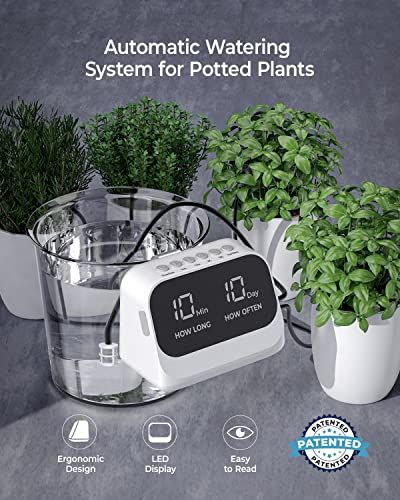 YITIKA 鉢植え用自動散水ドリップ システム10鉢対応 自動水やり 散水スマートタイマー セット10 mホース付き 防水LEDディスプレイと大容量バッテリー 正確な配水 植物 留守 ガーデン花植木鉢自動給水器 ホワイト e 9 a 45851