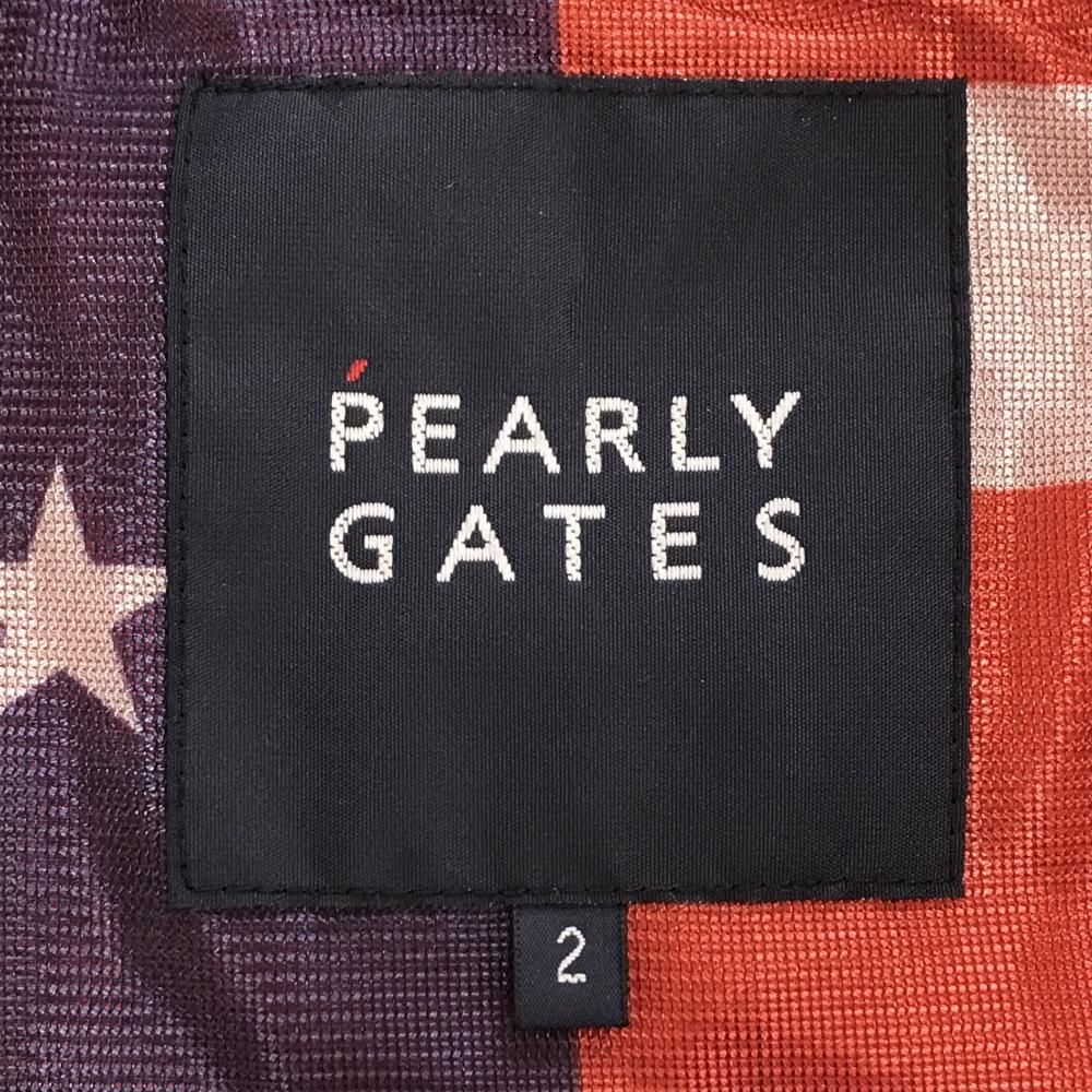 美品】パーリーゲイツ ジャケットブルゾン レッド 地模様 蓄熱裏地