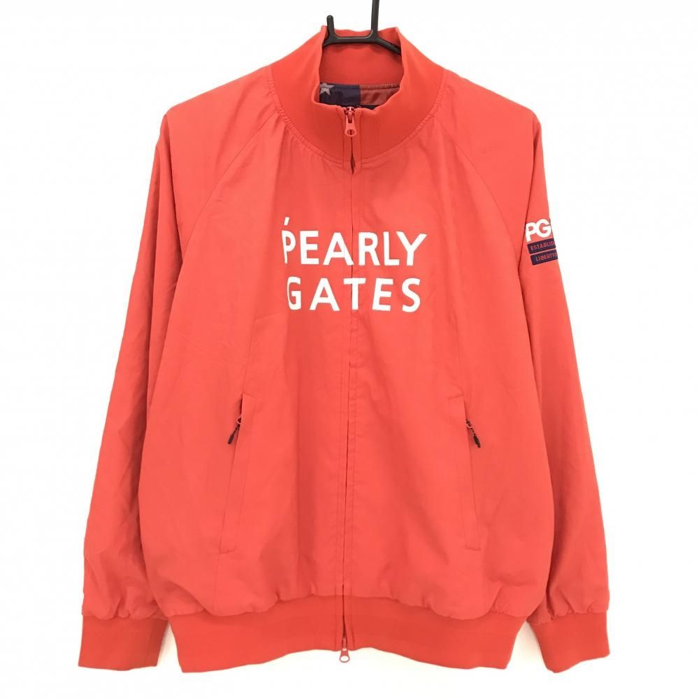 美品】パーリーゲイツ ジャケットブルゾン レッド 地模様 蓄熱裏地