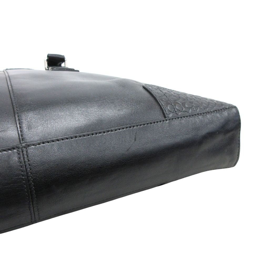 良品 COACH コーチ シグネチャー 切替 レザー ビジネス ブリーフ