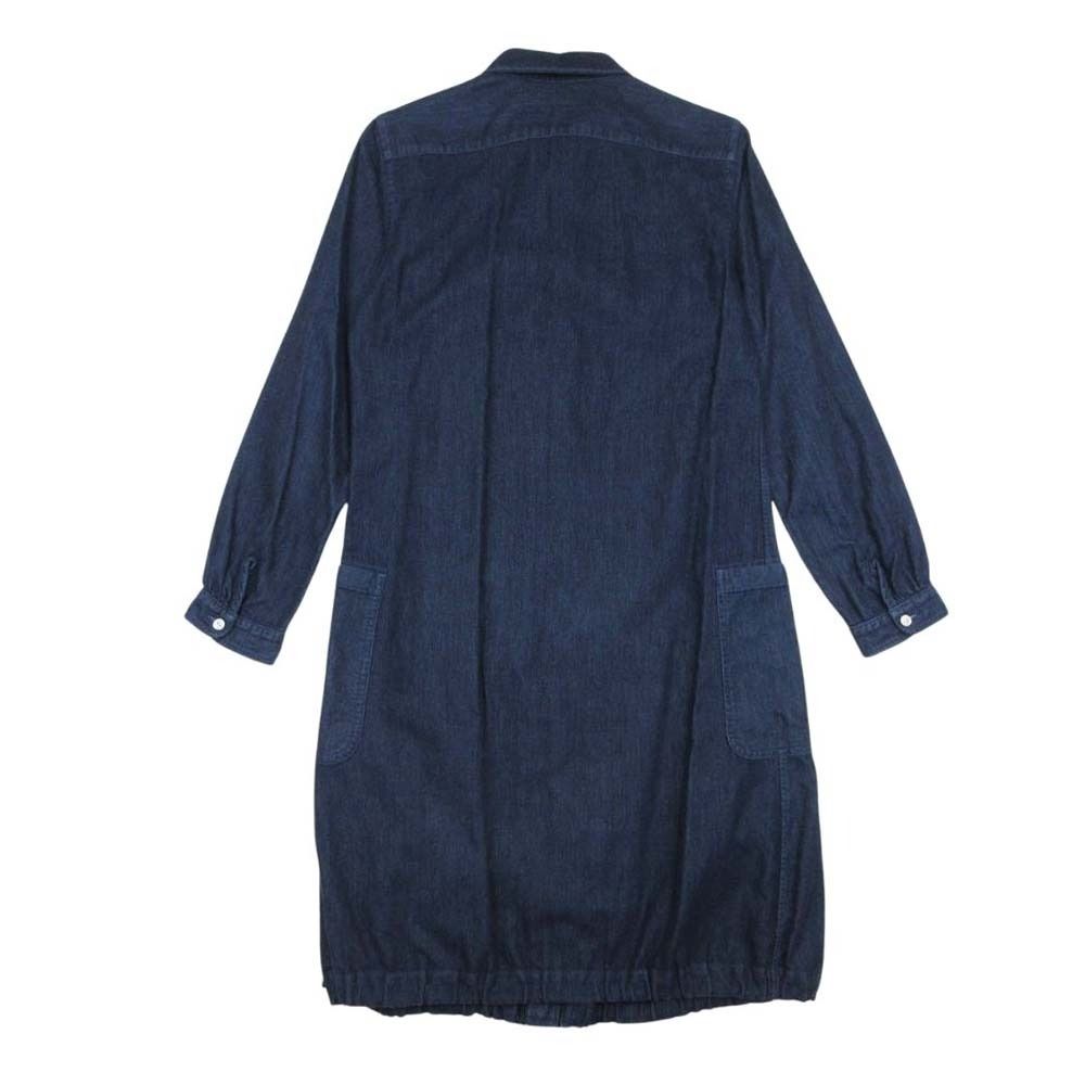 美品 MORIKAGE SHIRT KYOTO モリカゲシャツ 丸襟 長袖 ひざ丈 デニム  