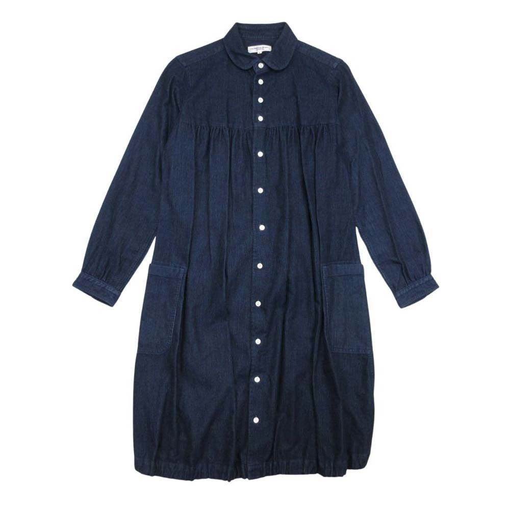 美品 MORIKAGE SHIRT KYOTO モリカゲシャツ 丸襟 長袖 ひざ丈 デニム  