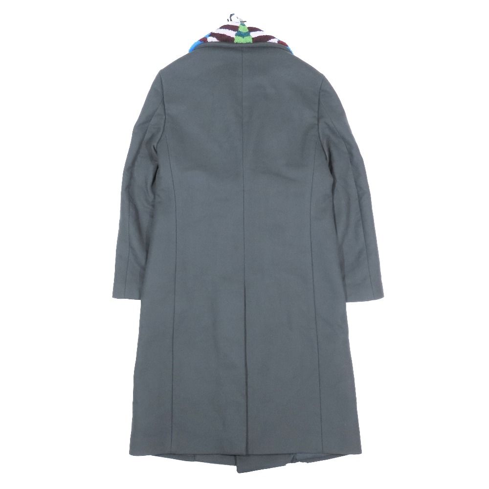 フェンディFENDIダークグレー ステンカラーコート ウール混合