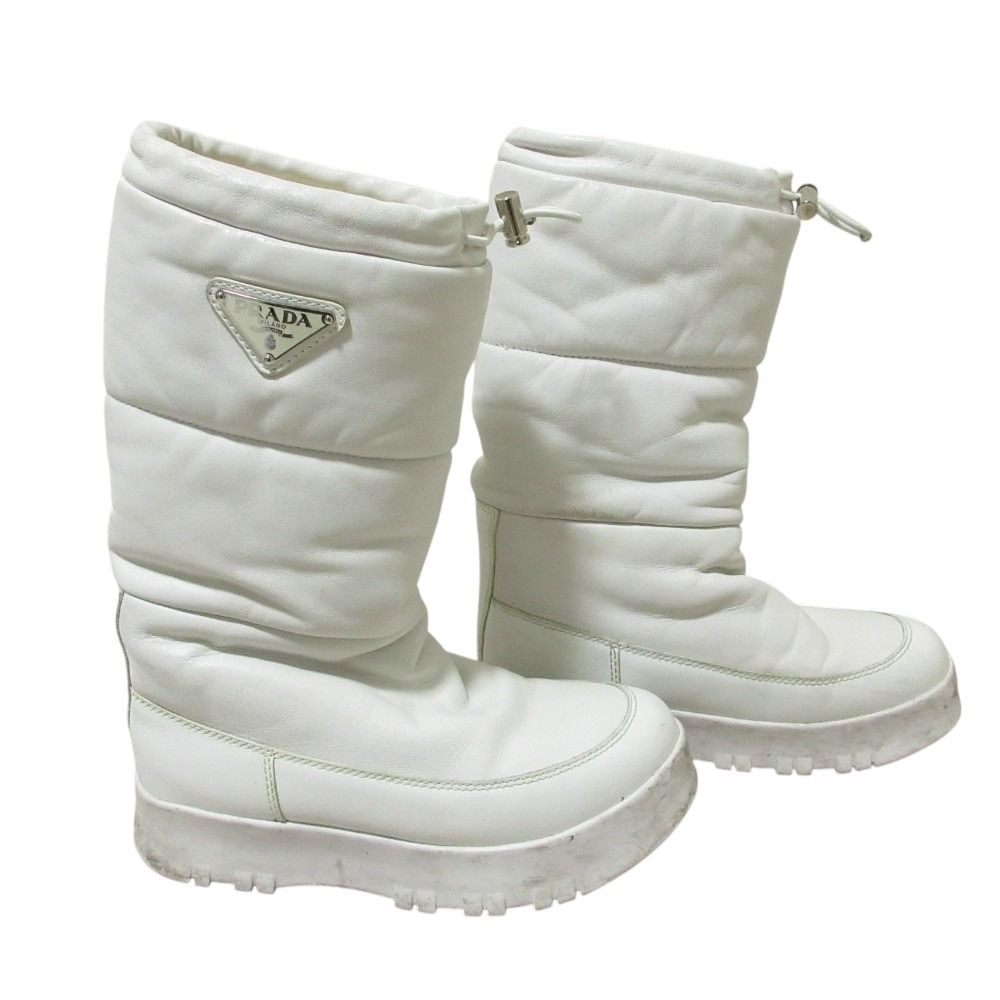 PRADA プラダ トライアングルロゴプレート レザー スノーブーツ 35.5