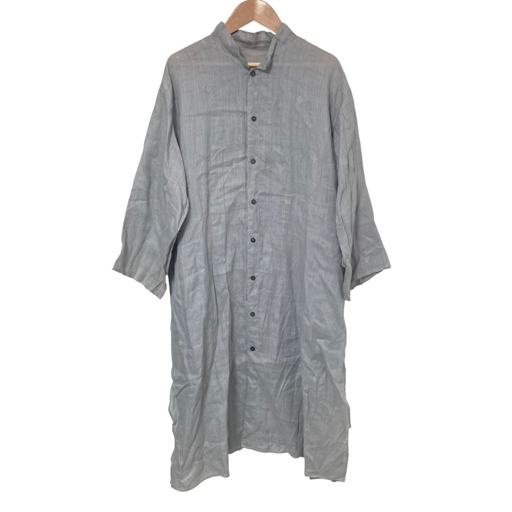 良品 JURGEN LEHL ヨーガンレール ヘンプ 刺繡 長袖 ロング シャツ