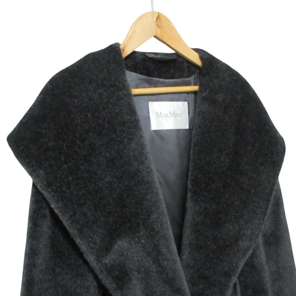 現行モデル✨未使用級 マックスマーラ ベルテッドコート アルパカ ブラック 40 新品タグ付‼️【マックスマーラ】40ウールクチートアマーノベルテッド