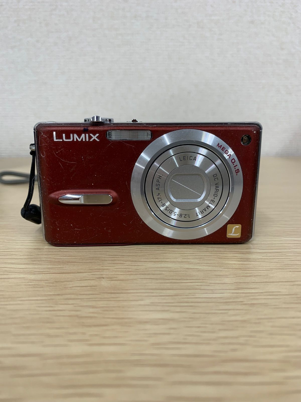 3【通電未確認】Panasonic LUMIX DMC-FX9 レッド 本体ベタつき有り 箱