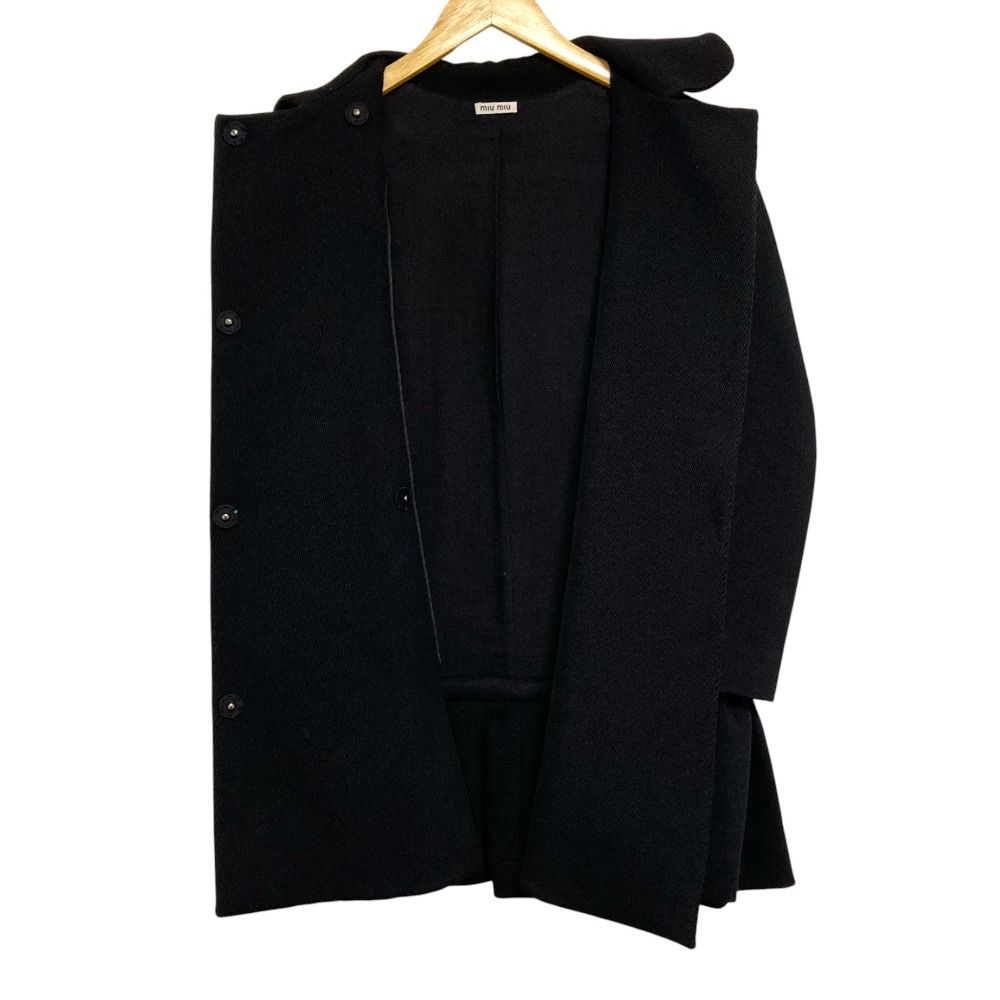 美品 miu miu ミュウミュウ ラウンドカラー ウール カルゼ ペプラム