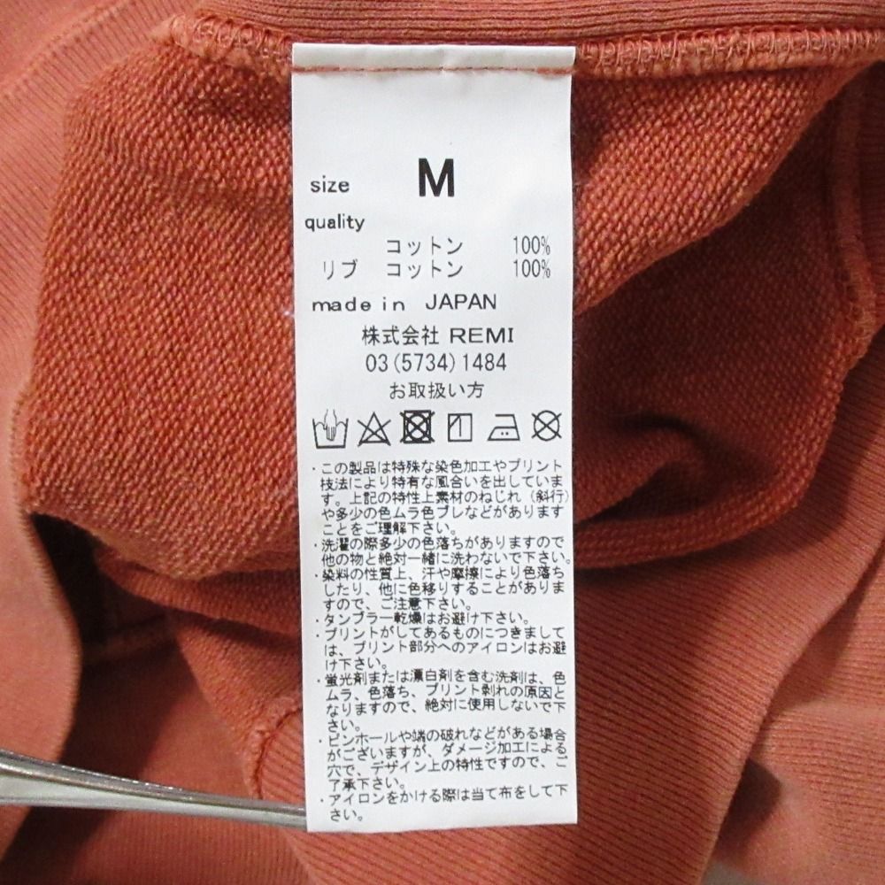 美品 REMI RELIEF レミレリーフ クルーネック プルオーバー トレーナー スウェット M オレンジ レディース 古着 中古 USED 美品 REMI RELIEF レミレリーフ クルーネック プルオーバー トレーナー