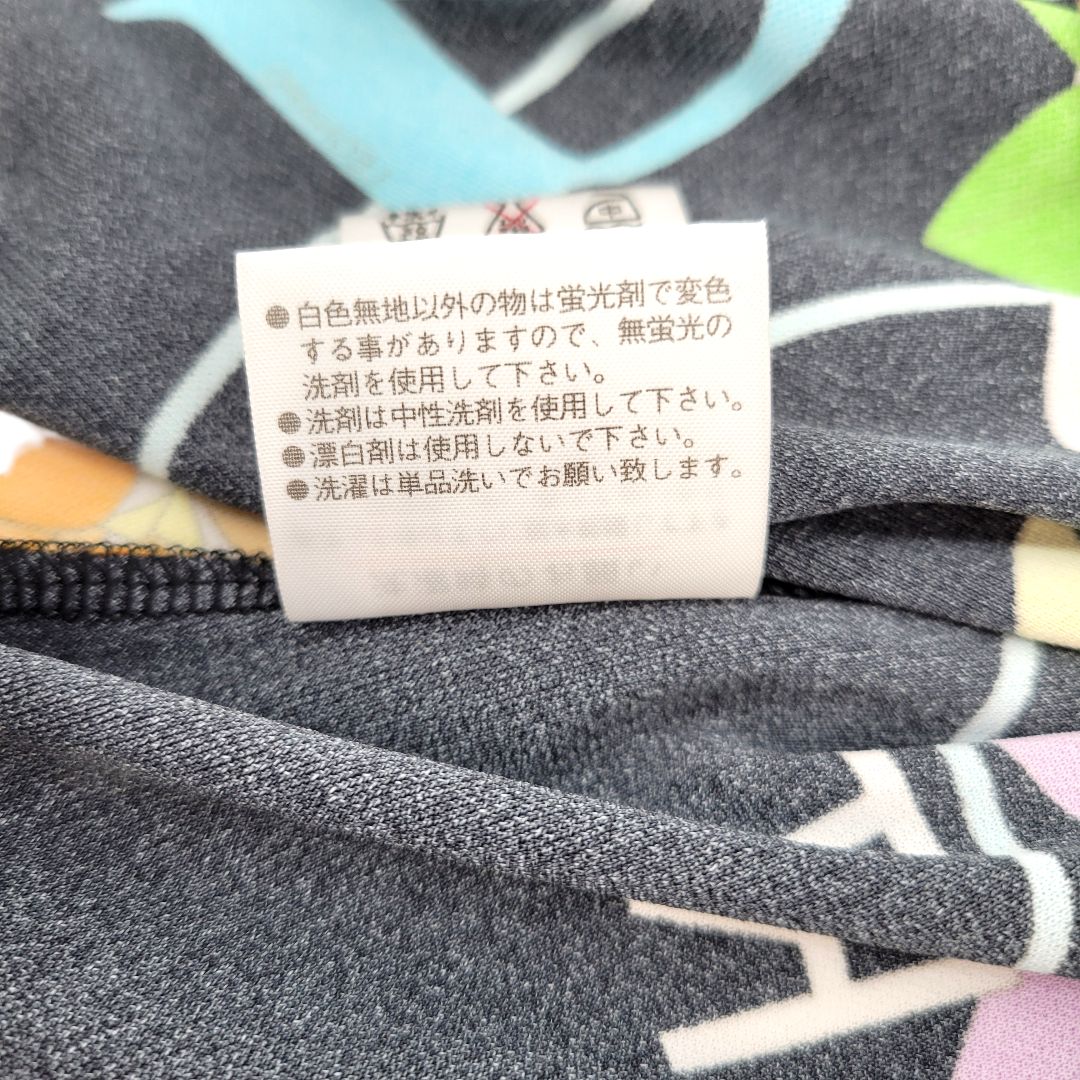 LEONARD レオナール カットソー 半袖 バックファスナー 総柄 ブラック