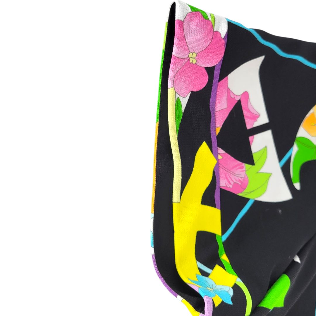 LEONARD レオナール カットソー 半袖 バックファスナー 総柄 ブラック