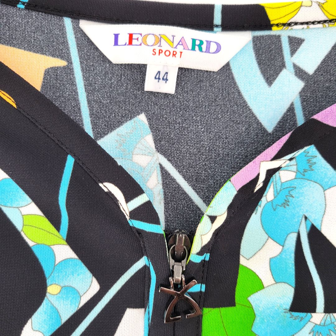 LEONARD レオナール 半袖カットソー トップス バックファスナー LEONARD レオナール カットソー 半袖 バックファスナー 総柄 ブラック