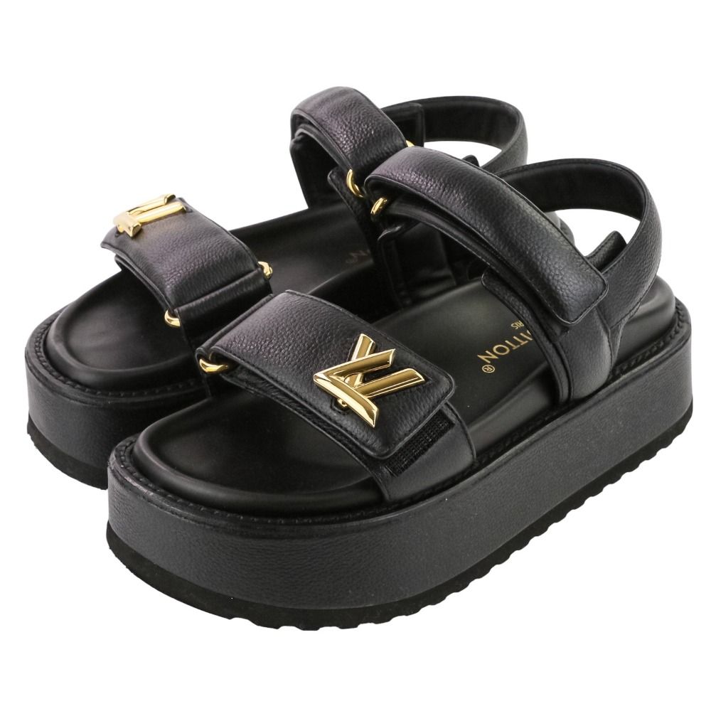 Louis Vuitton ロゴ入りプラットフォームサンダル 37 美品 LOUIS