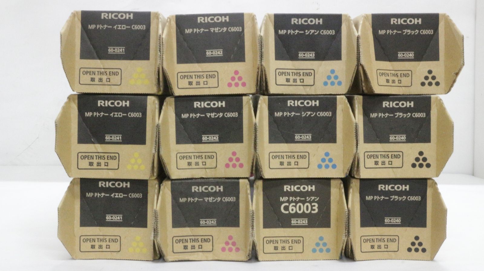 未使用 RICOH 純正 トナー C6003 4色12本（シアン・マゼンタ・イエロー