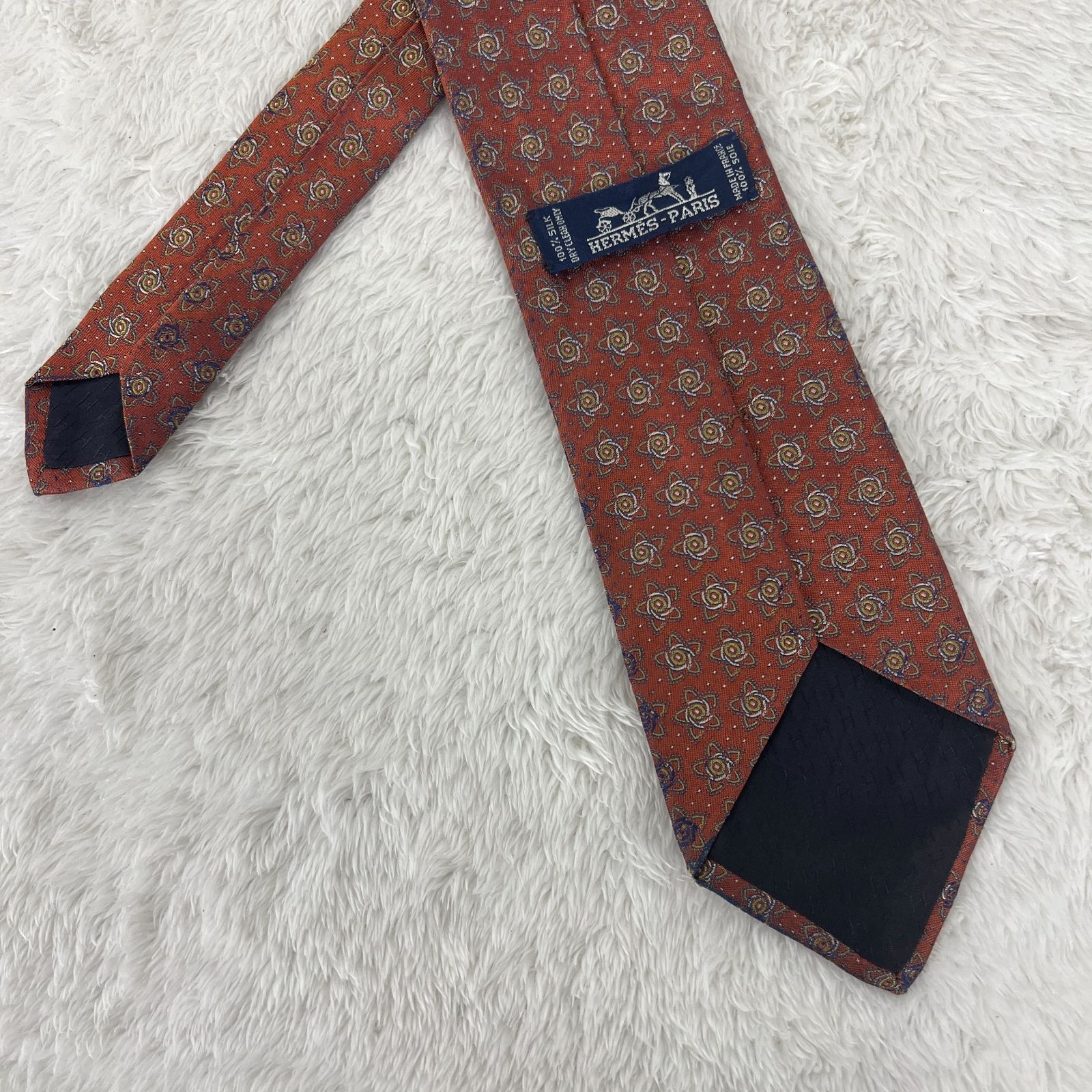 訳アリ》HERMES (エルメス) シルクネクタイ フランス製 総柄 小紋