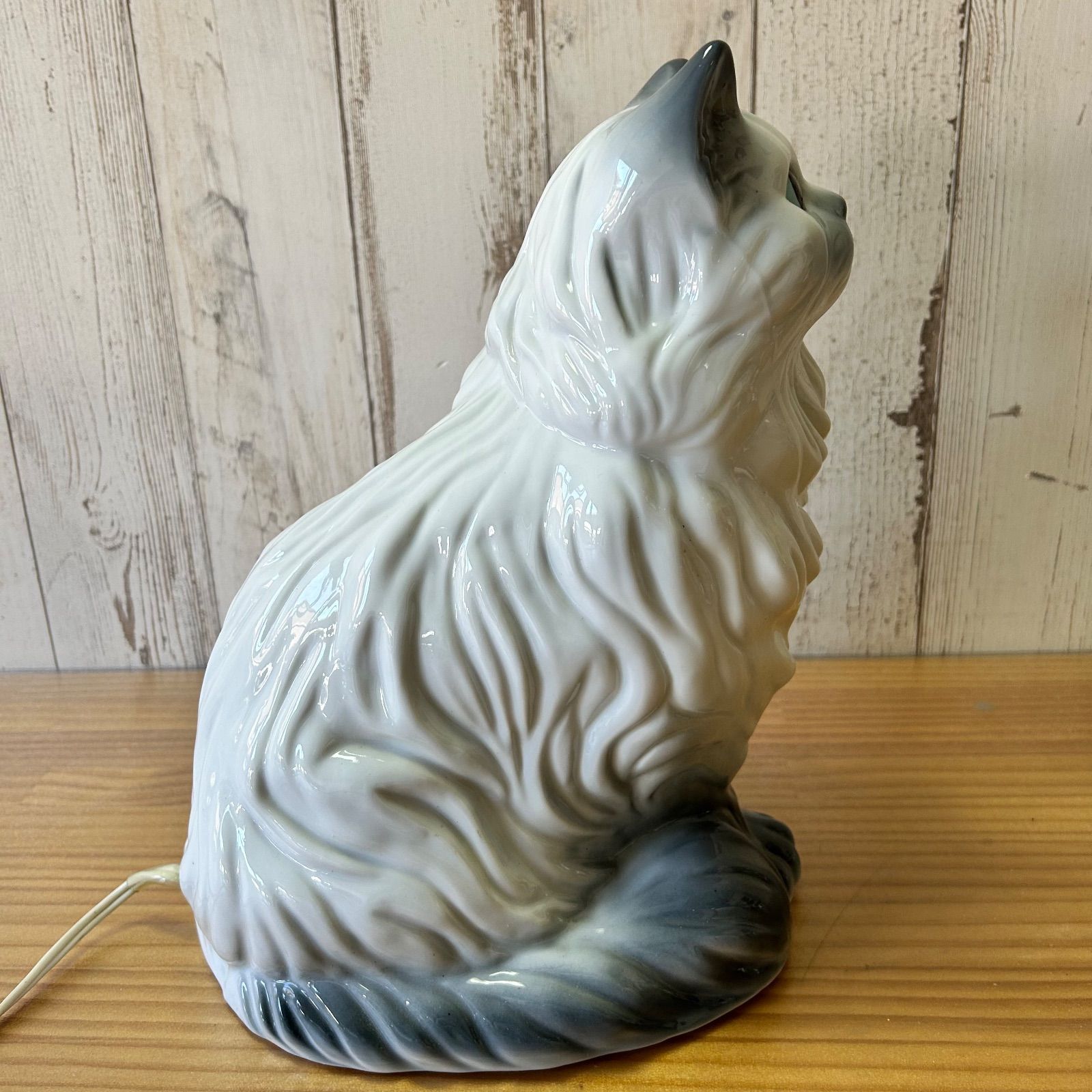 猫ライト 猫ランプ 陶器製 猫モチーフ ランプライト 高さ約30cm
