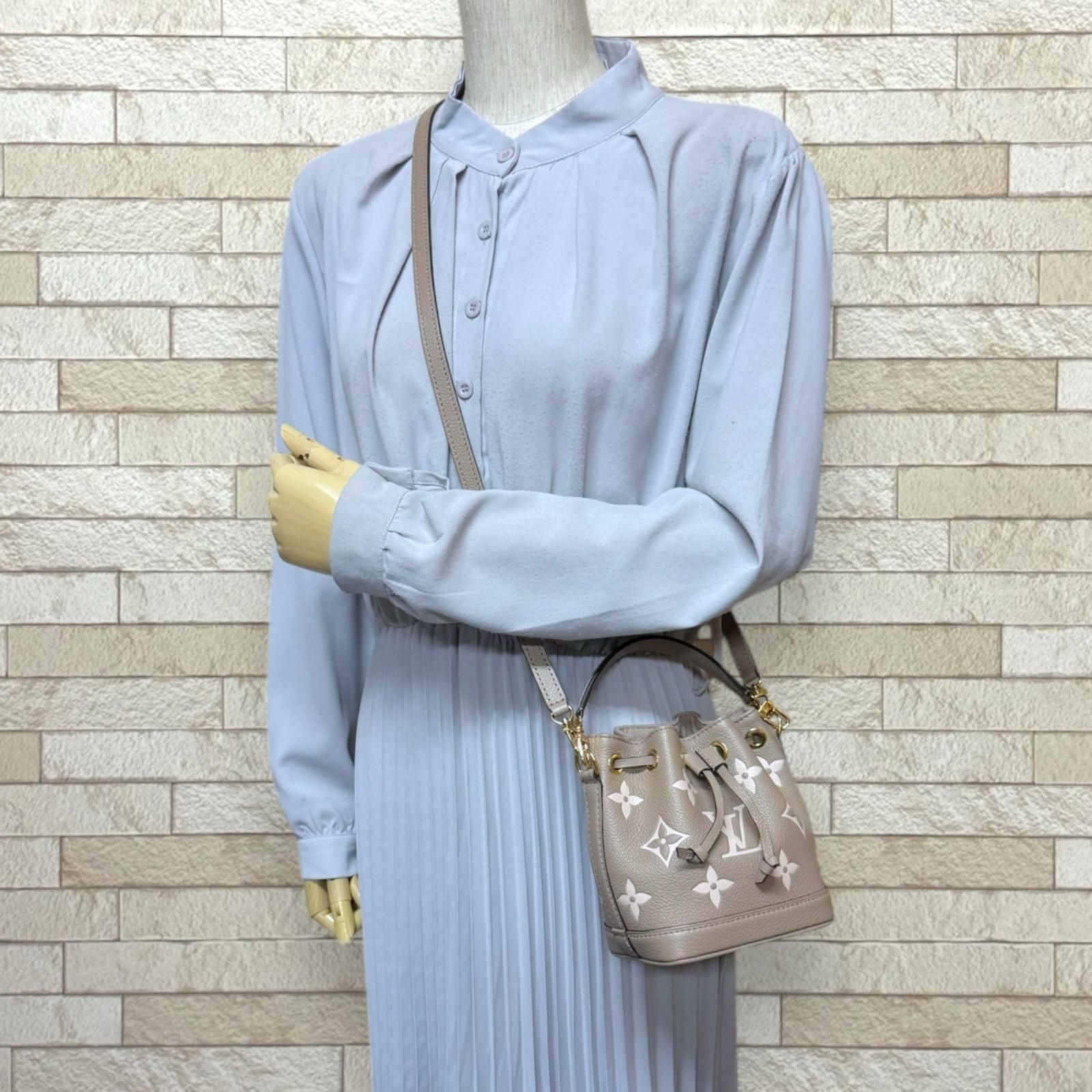 ルイヴィトン ナノ ノエ バイカラーモノグラムアンプラント ショルダーバッグ M46291 ベージュ レディース LOUIS VUITTON  中古 LOUIS VUITTON（ルイ・ヴィトン） ナノ・ノエ バイカラーモノグラム