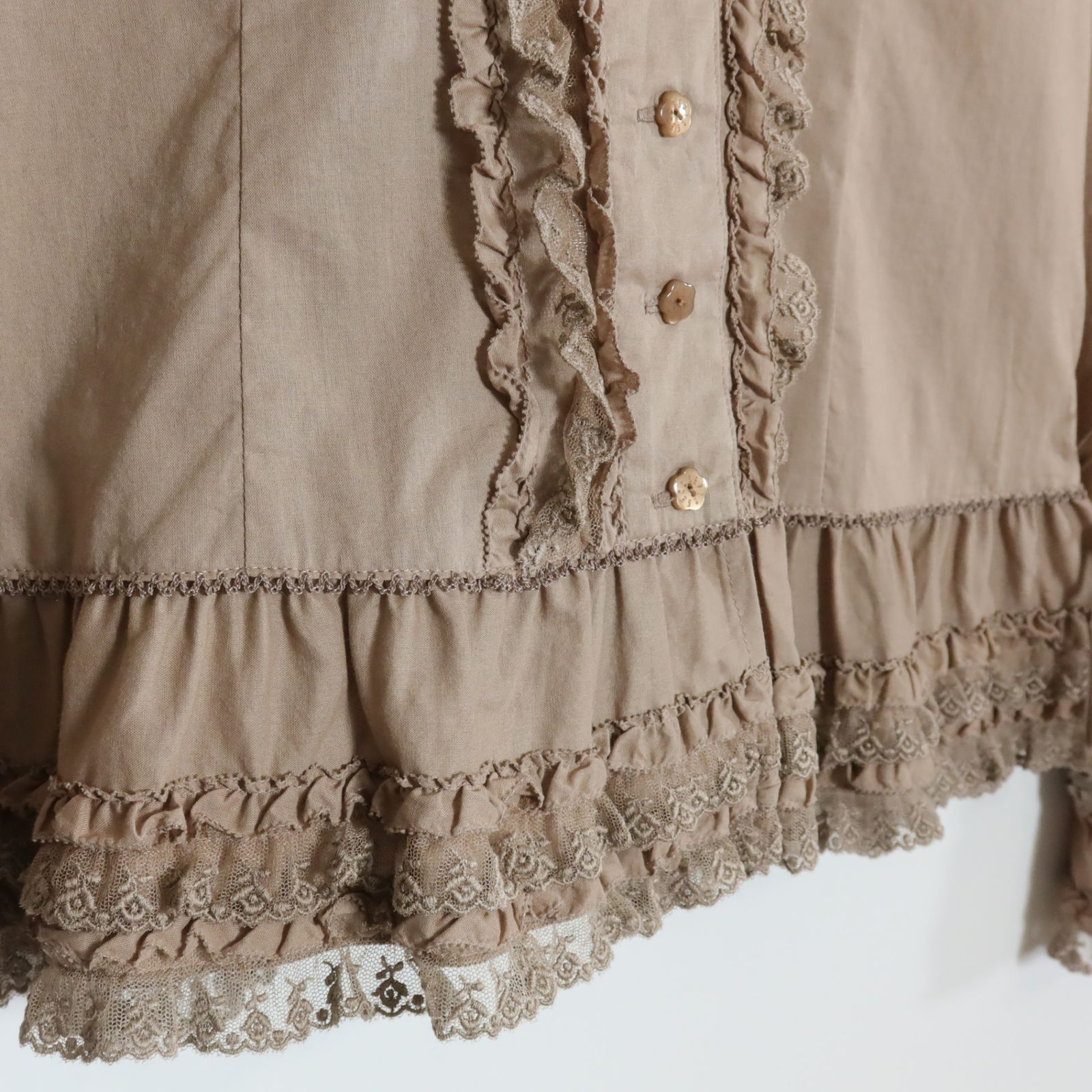 極美品】ピンクハウス☆チュールレースの段々フリル♪前開きローン