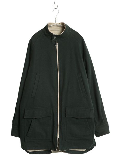 80's ビンテージ　イングランド製　ウールジャケット ハーフコート 70s 80s イギリス製 ☆ リバーシブル フィールド ジャケット メンズ L