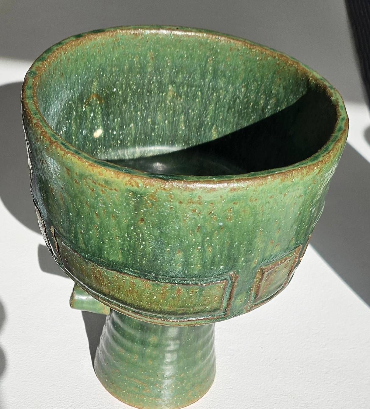 花器 高台水盤 緑色 陶器 - メルカリ