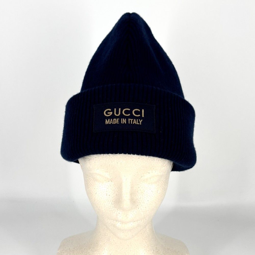 グッチ ニットキャップ ユニセックス ロゴ ニット帽 ビーニー 帽子 M