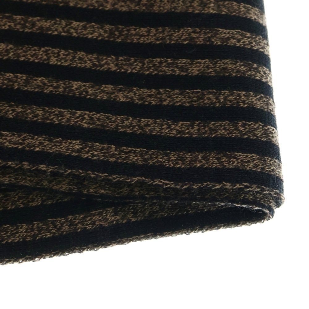 FENDI (フェンディ) ズッカ柄 ウール ストライプマフラー ブラウン