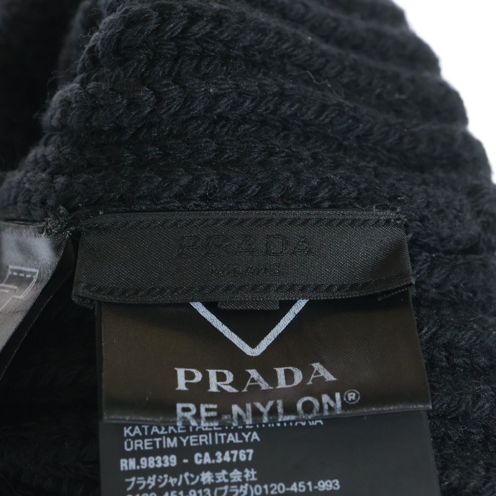 PRADA (プラダ) Re-Nylon 切替 三角ロゴプレート ウール ニット