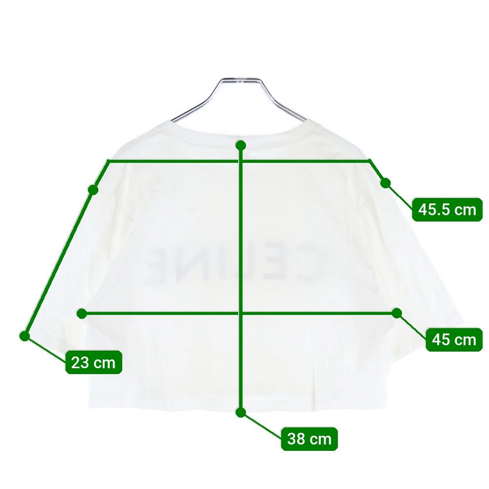 極美品△CELINE セリーヌ 2X761671Q コットン100％ ロゴプリント クルーネック クロップド 半袖Ｔシャツ イエロー S イタリア製 正規品 レディース CELINE（セリーヌ） Tシャツ 2X761671Q.01EA レディース 半袖