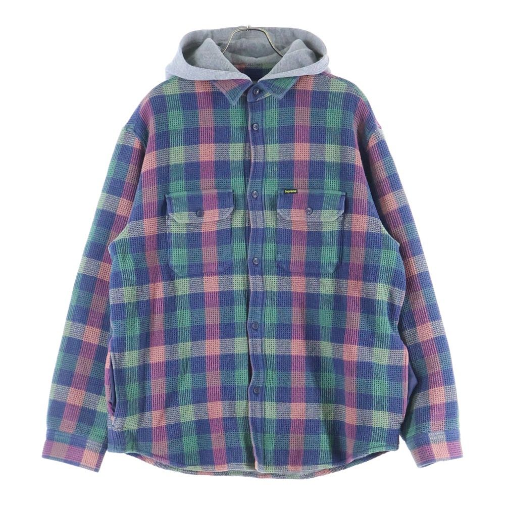 SUPREME 24AWワッフルプレイドフードシャツ マルチカラー SUPREME (シュプリーム) 24AW Waffle Plaid Hooded Shirt ワッフル
