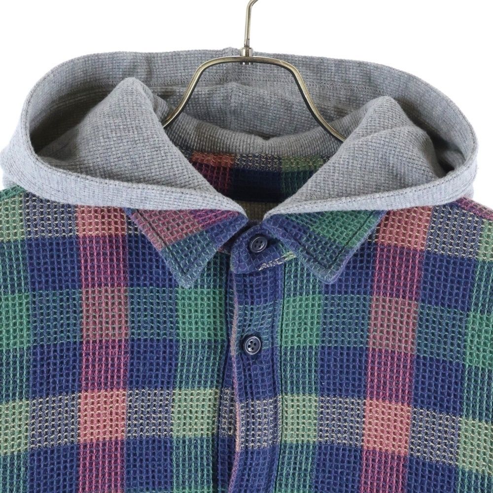 SUPREME 24AWワッフルプレイドフードシャツ マルチカラー SUPREME (シュプリーム) 24AW Waffle Plaid Hooded Shirt ワッフル