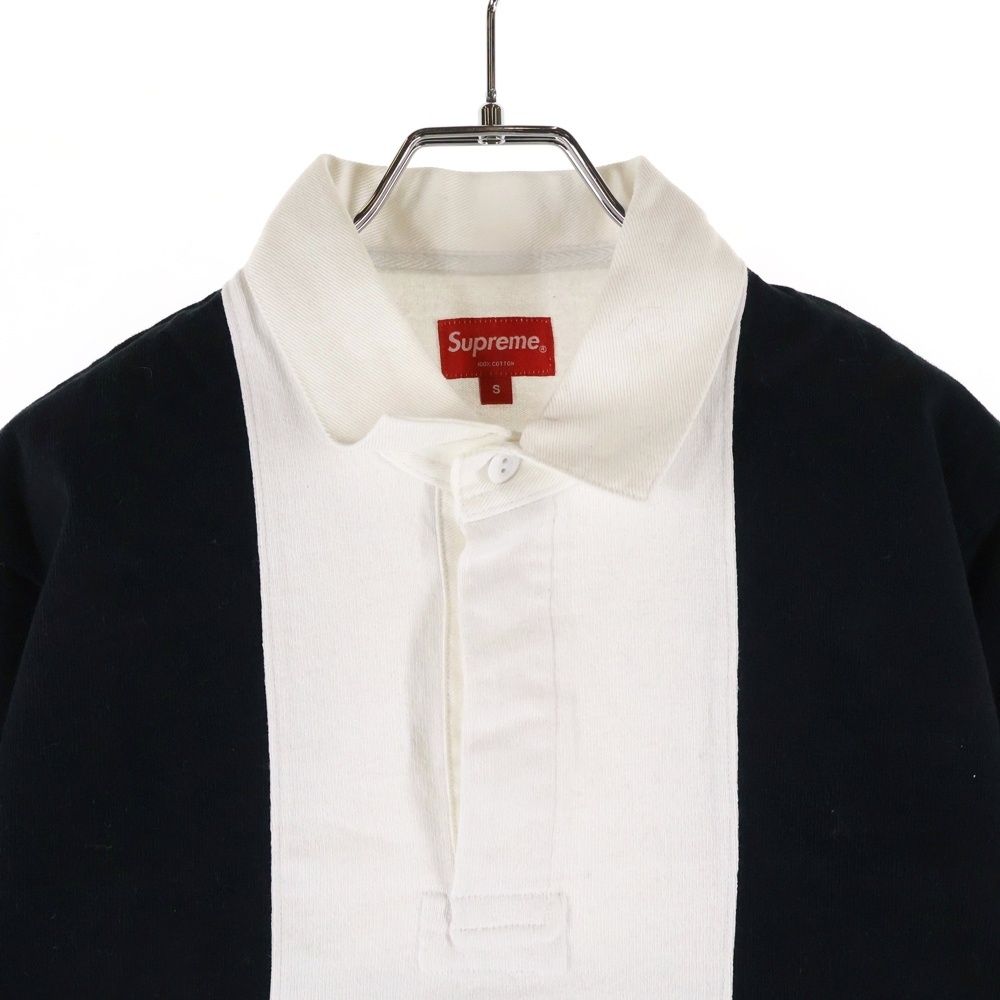 SUPREME シュプリーム 16AW L/S Split Rugby スプリット ラグビー ラガー 長袖ポロシャツ ブラック/ホワイト SUPREME (シュプリーム) 16AW L/S Split Rugby スプリット ラグビー