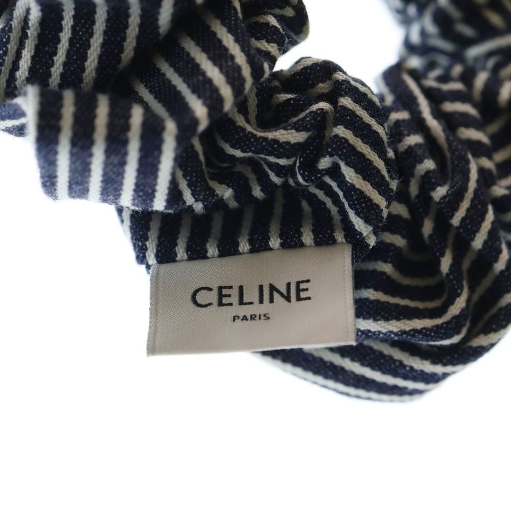 CELINE (セリーヌ) ストライプ ヘアゴム シュシュ トリオンフ ネイビー