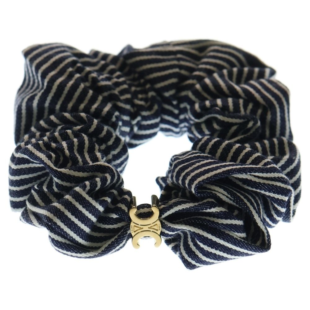 CELINE (セリーヌ) ストライプ ヘアゴム シュシュ トリオンフ ネイビー