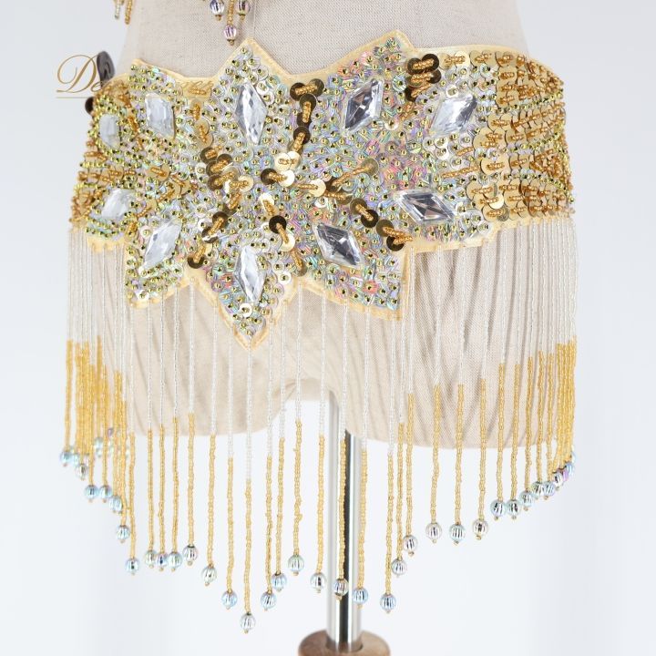 ベリーダンス オリエンタル 衣装 トップス ベルト セット ゴールド系