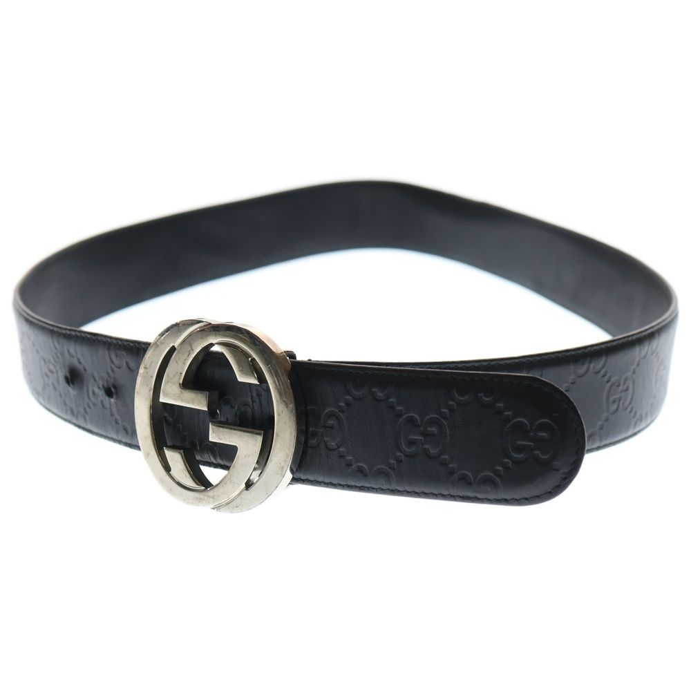 GUCCI グッチ インターロッキング ベルト ブラック レザー 411924 GUCCI (グッチ) インターロッキング ベルト ブラック レザー 411924