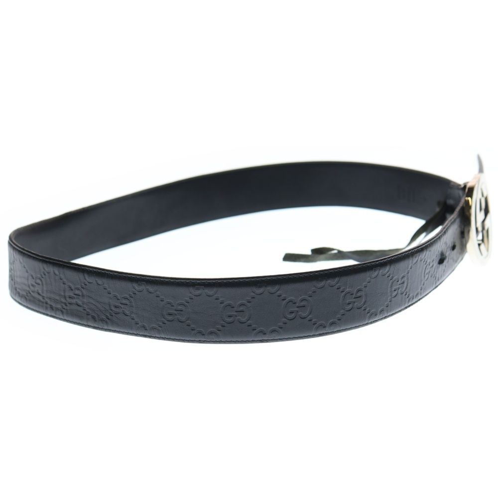 GUCCI グッチ インターロッキング ベルト ブラック レザー 411924 GUCCI (グッチ) インターロッキング ベルト ブラック レザー 411924