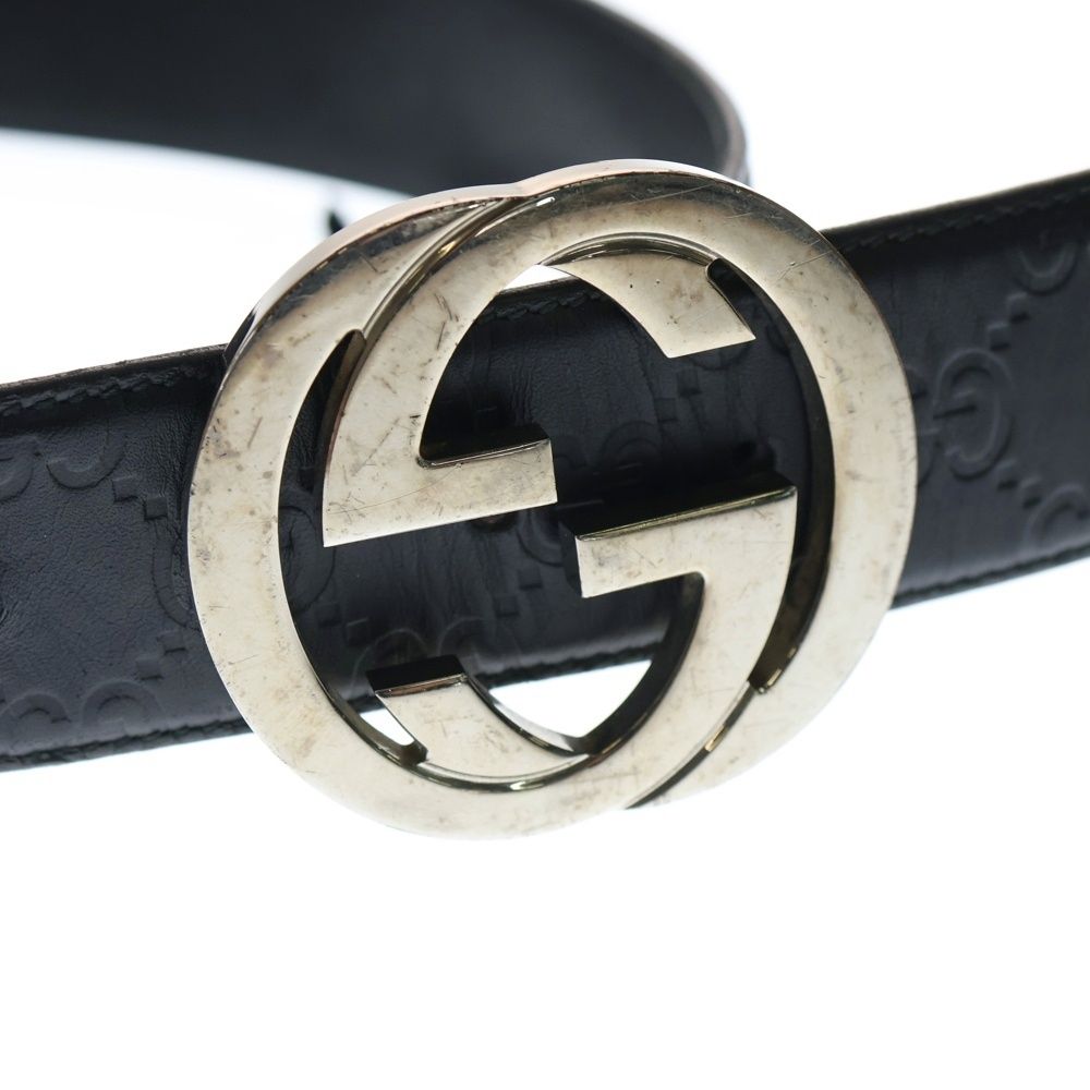 GUCCI (グッチ) インターロッキング ベルト ブラック レザー 411924