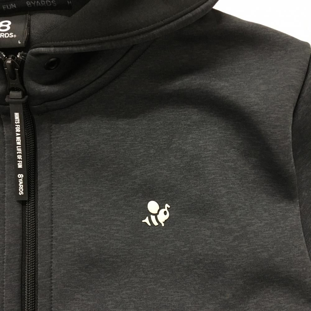 超美品】ハチヤーズ ジップパーカー ダークグレー 立体ロゴワッペン