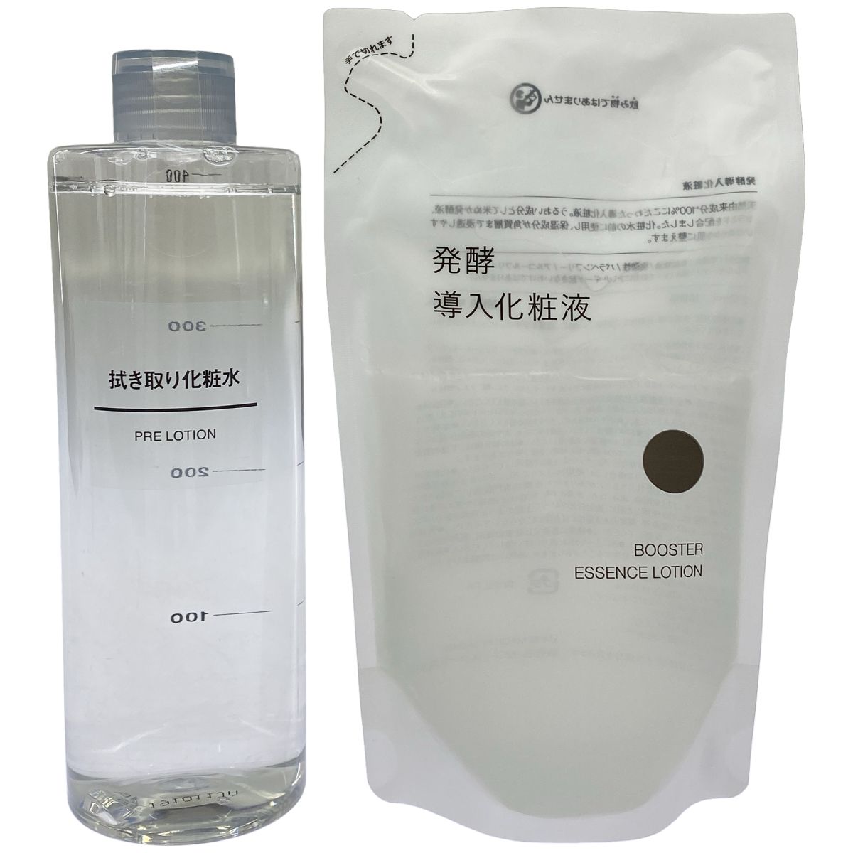 Z000 MUJI 無印良品 拭き取り化粧水 400ml & 発酵導入化粧液 詰替用